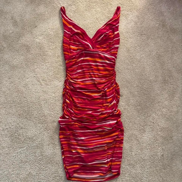 Lauren Ralph Lauren Vintage 80's  Ruched Fitted Midi Dress - Picture 3 of 5